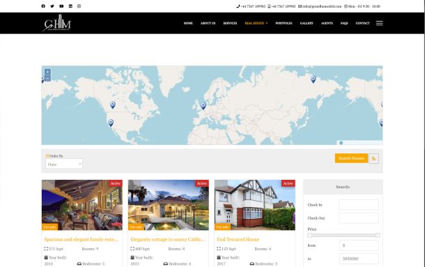 طراحی وب سایت شرکت گرندهومز